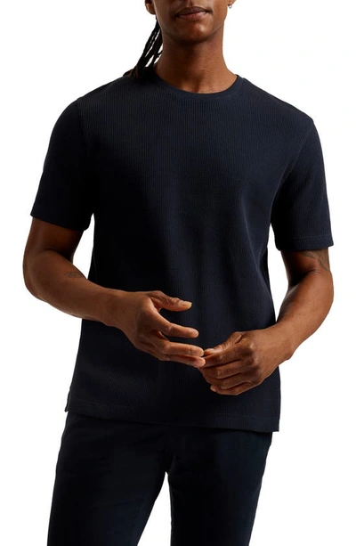 Ted Baker Frute Waffle Knit T-shirt In Navy