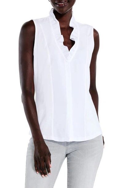 Nic + Zoe Ruffled Around Sleeveless Top In Paper White