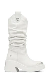 Naked Wolfe Stable Platform Slouchy Cowboy Boot In White-cow Leather