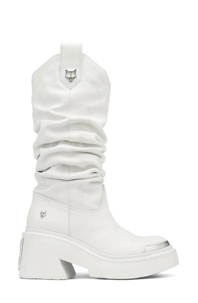 Naked Wolfe Stable Platform Slouchy Cowboy Boot In White-cow Leather