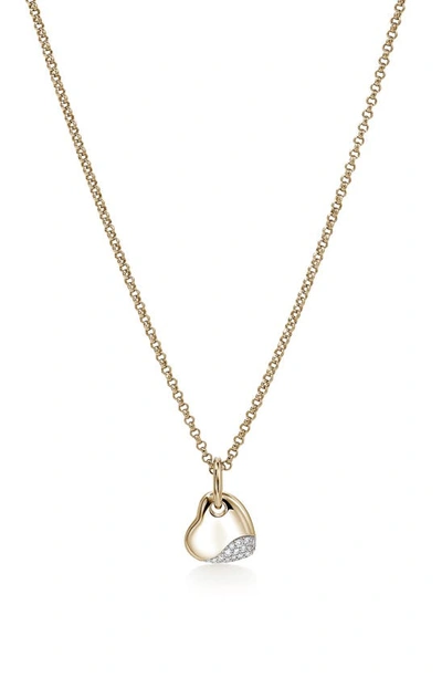 John Hardy Pebble Heart Pavé Diamond Pendant Necklace In Gold