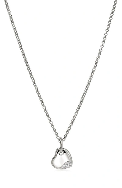 John Hardy Silver Pebble Diamond Heart Pendant Necklace, 16-18