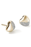 John Hardy Pebble Heart Diamond Stud Earrings In Gold