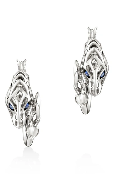 John Hardy Naga Diamond Hoop Earrings In Blue/silver