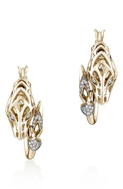 John Hardy Naga Diamond Hoop Earrings In Gold