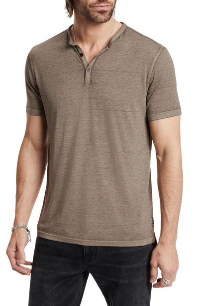 John Varvatos Duke Short Sleeve Slub Henley In Spruce