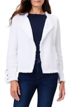 Nic + Zoe Fringe Mix Knit Jacket In Paper White