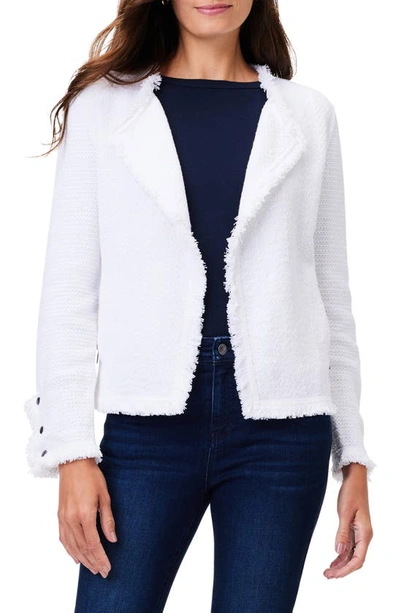 Nic + Zoe Fringe Mix Knit Jacket In White