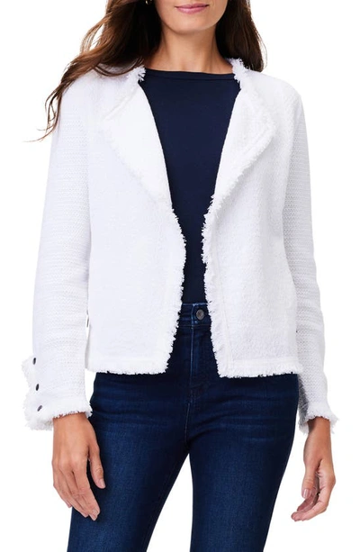 Nic + Zoe Fringe Mix Knit Jacket In Paper White