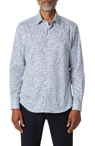 Bugatchi Julian Abstract Stretch Cotton Button-up Shirt In Classic Blue