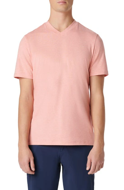 Bugatchi V-neck Performance T-shirt In Salmon