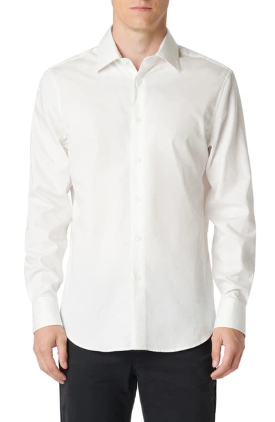 Bugatchi Julian Tonal Floral Stretch Cotton Button-up Shirt In White