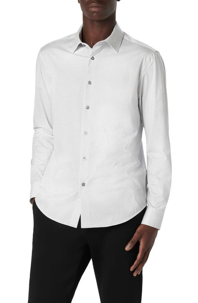 Bugatchi James Ooohcotton® Geometric Print Button-up Shirt In Platinum