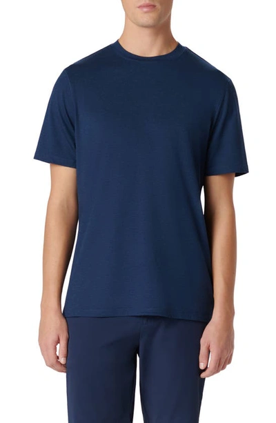Bugatchi Crewneck Performance T-shirt In Navy