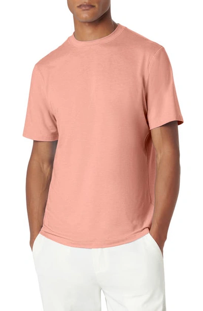 Bugatchi Crewneck Performance T-shirt In Salmon