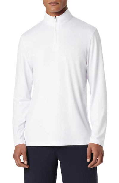 Bugatchi Quarter Zip Performance Pullover In White