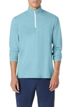 Bugatchi Quarter Zip Performance Pullover In Aqua