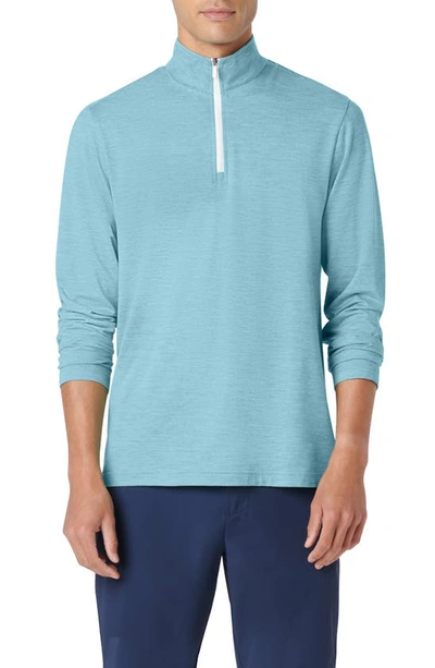 Bugatchi Quarter Zip Performance Pullover In Aqua