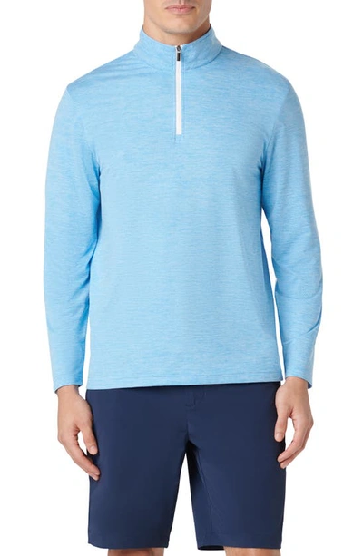 Bugatchi Quarter Zip Performance Pullover In Azure