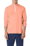 Bugatchi Quarter Zip Performance Pullover In Coral
