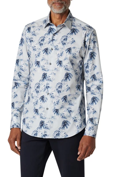 Bugatchi Julian Stretch Cotton Button-up Shirt In Dusty Blue