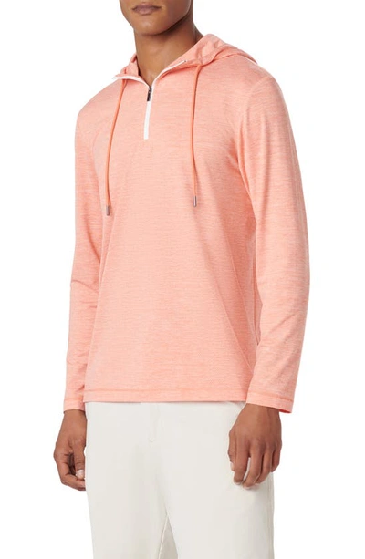 Bugatchi Quarter Zip Performance Hoodie In Coral