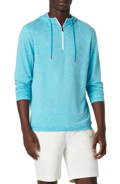 Bugatchi Quarter Zip Performance Hoodie In Aqua