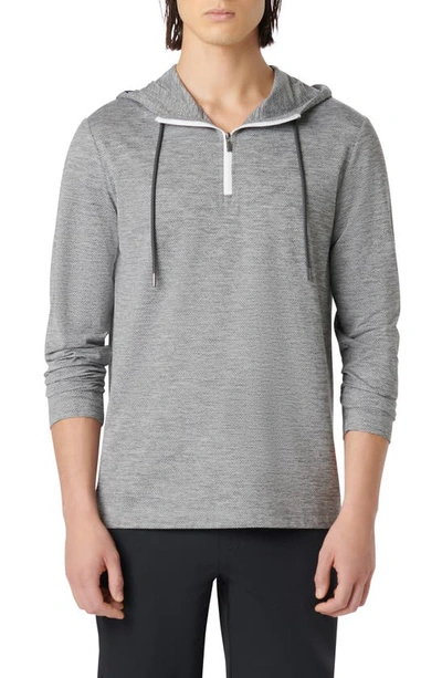 Bugatchi Quarter Zip Performance Hoodie In Heathered Black