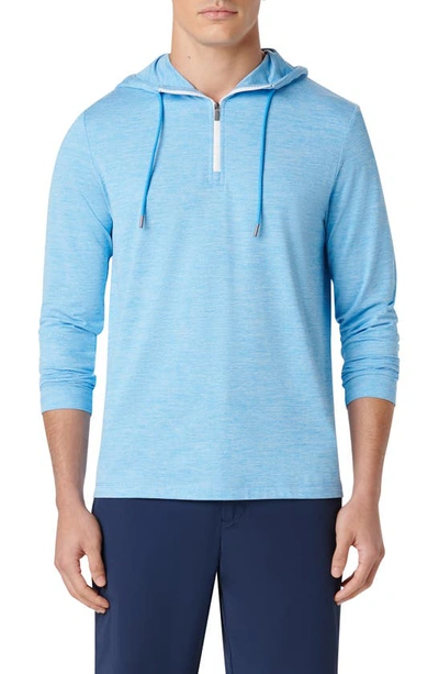 Bugatchi Quarter Zip Performance Hoodie In Azure