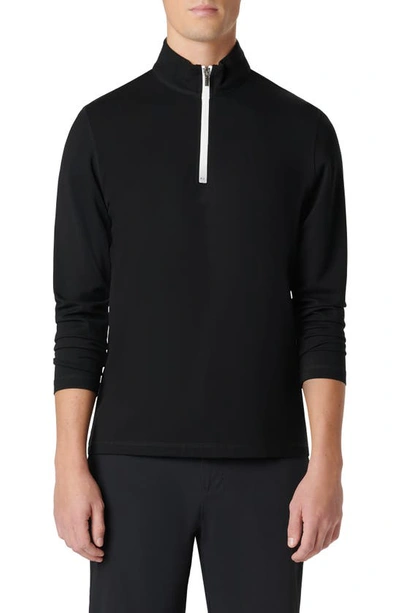 Bugatchi Quarter Zip Pullover In Black