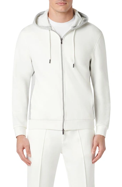 Bugatchi Full Zip Hoodie Jacket In Chalk