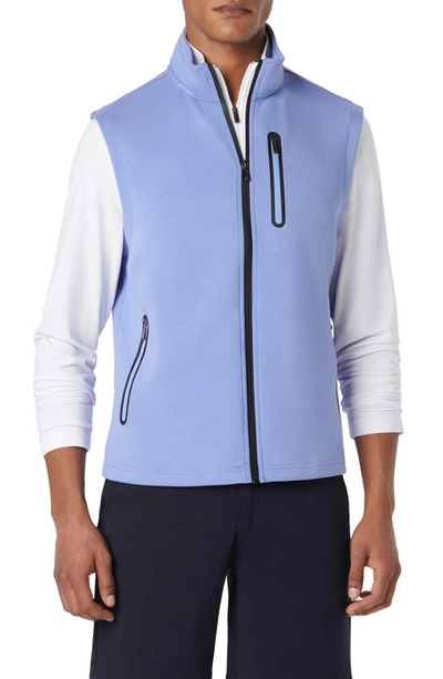 Bugatchi Knit Zip-up Vest In Air Blue