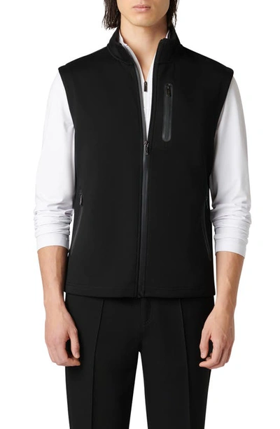 Bugatchi Knit Zip-up Waistcoat In Black