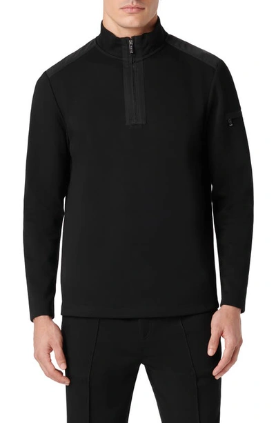 Bugatchi Soft Touch Quarter Zip Pullover In Caviar