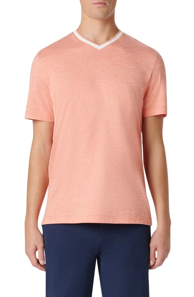 Bugatchi V-neck Performance T-shirt In Coral