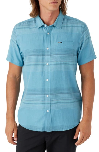 O'neill Seafaring Stripes Short Sleeve Button-up Shirt In Blue Fade