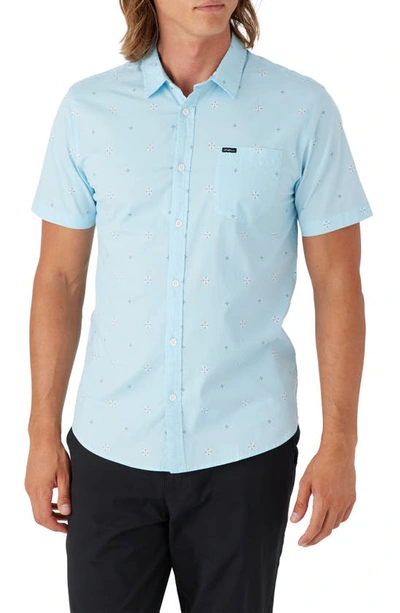 O'neill Quiver Stretch Short Sleeve Button-up Shirt In Sky Blue