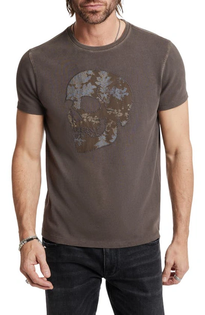 John Varvatos Applique Skull Short Sleeve Crewneck Tee In Flagstone