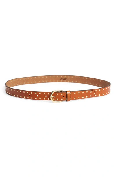 Isabel Marant Zap Stud Leather Belt In Natural