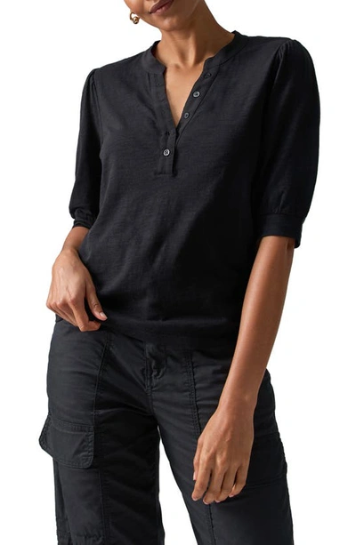 Sanctuary Mixed Media Organic Cotton Blend Top In Black