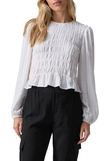 Sanctuary Get Together Smocked Long Sleeve Top In White