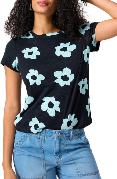 Sanctuary The Perfect Geo Print Cotton Blend Knit Top In Aqua Flower Pop