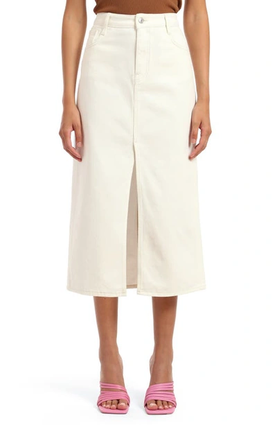 Mavi Jeans Marin Front Slit Denim Midi Skirt In Off White Denim