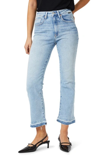 Mavi Jeans Anika High Waist Fray Hem Crop Flare Jeans In Light Flex Blue