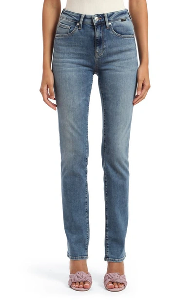 Mavi Jeans Kendra High Waist Straight Leg Jeans In Mid Brushed Feather Blue