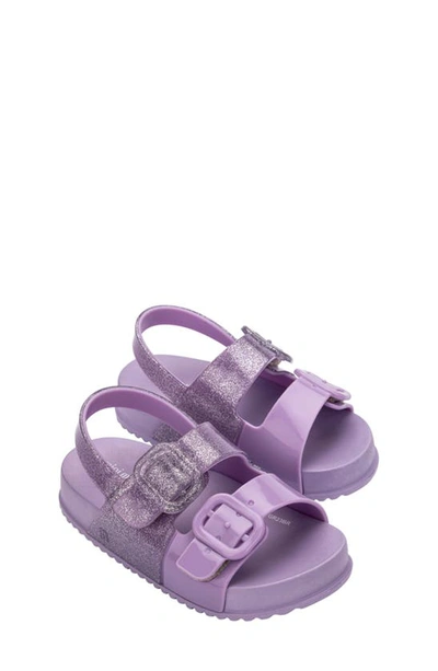 Mini Melissa Kids' Girls Lilac Purple Velcro Sandals In Lilac Glitter