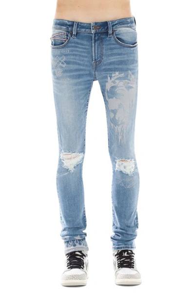 Cult Of Individuality Punk Ripped Super Skinny Jeans In Blue