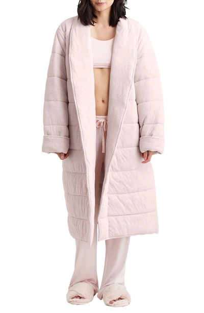 Papinelle Cuddle Oversize Cotton Midi Puffer Robe In Rose Dust