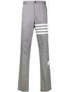 Thom Browne Stripe Detail Tailored Trousers In Grey