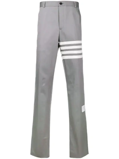 Thom Browne Stripe Detail Tailored Trousers In Grey